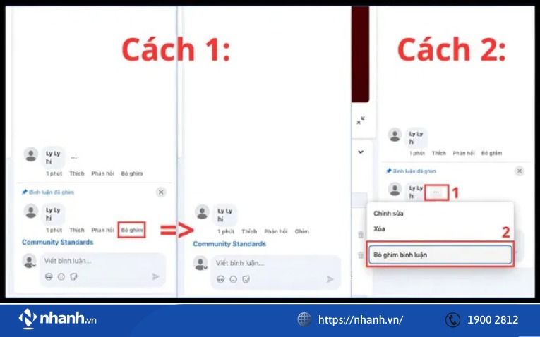 Làm thế nào để bỏ ghim bình luận?